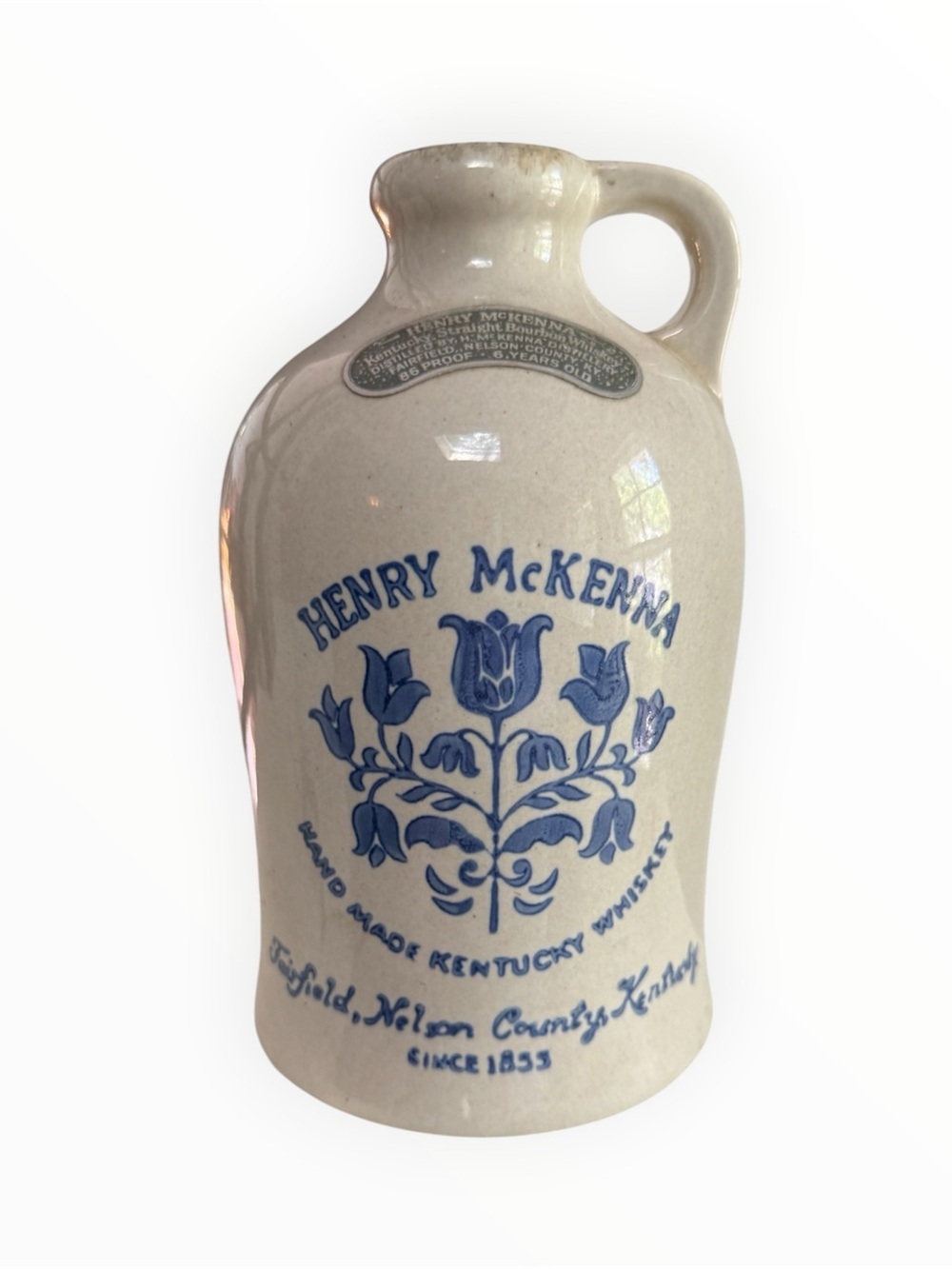 vintage Henry McKenna Hand Made Kentucky Straight Bourbon Whiskey stoneware jug